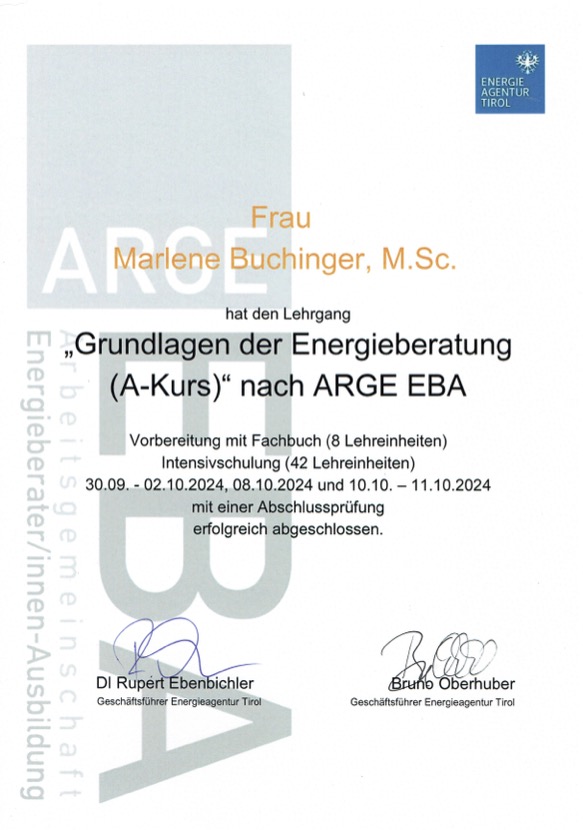 Diplom Energieberater Marlene Buchinger