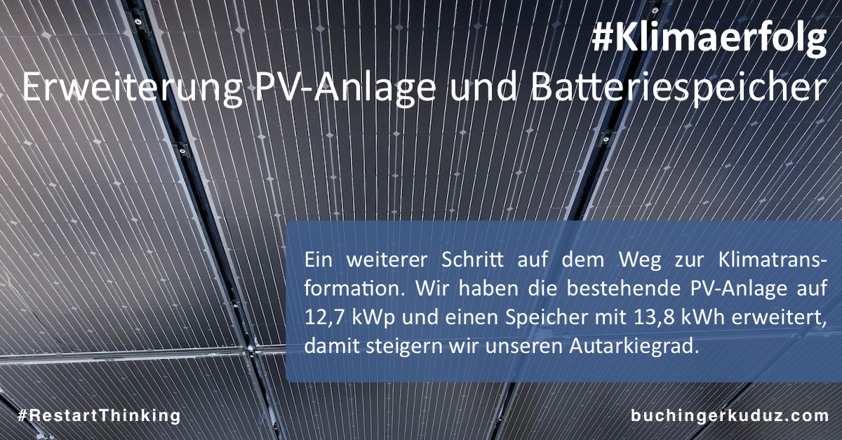 #Klimaerfolg: Erweiterung PV-Anlage und Batteriespeicher